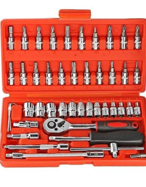 46 in 1 Pcs Tool Kit & Screwdriver and Socket Set - Multi Purpose Combination Tool Case Precision Socket set