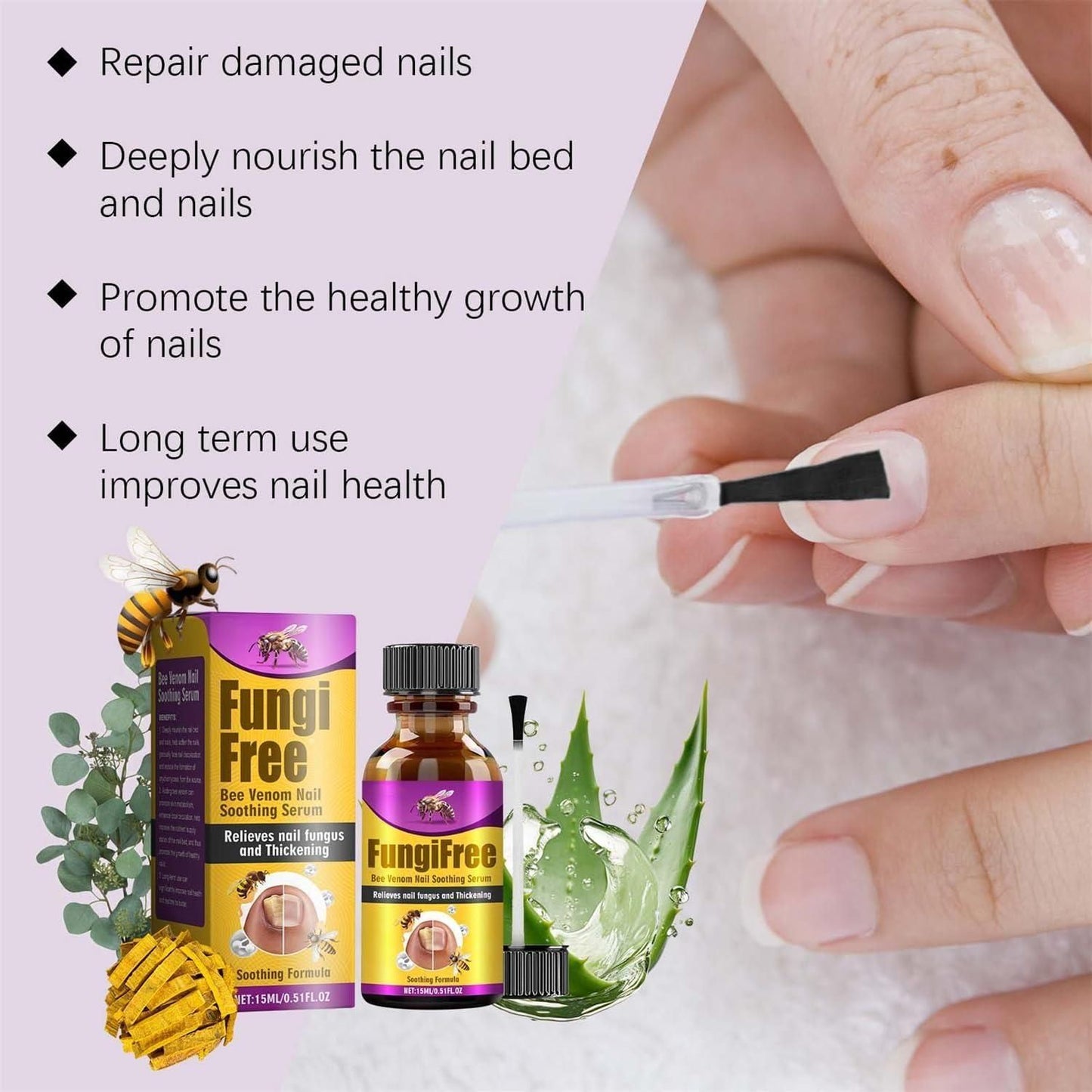 Fungi Free Bee Venom Nail Treatment Solution Serum (15ml) (Pack of 2)