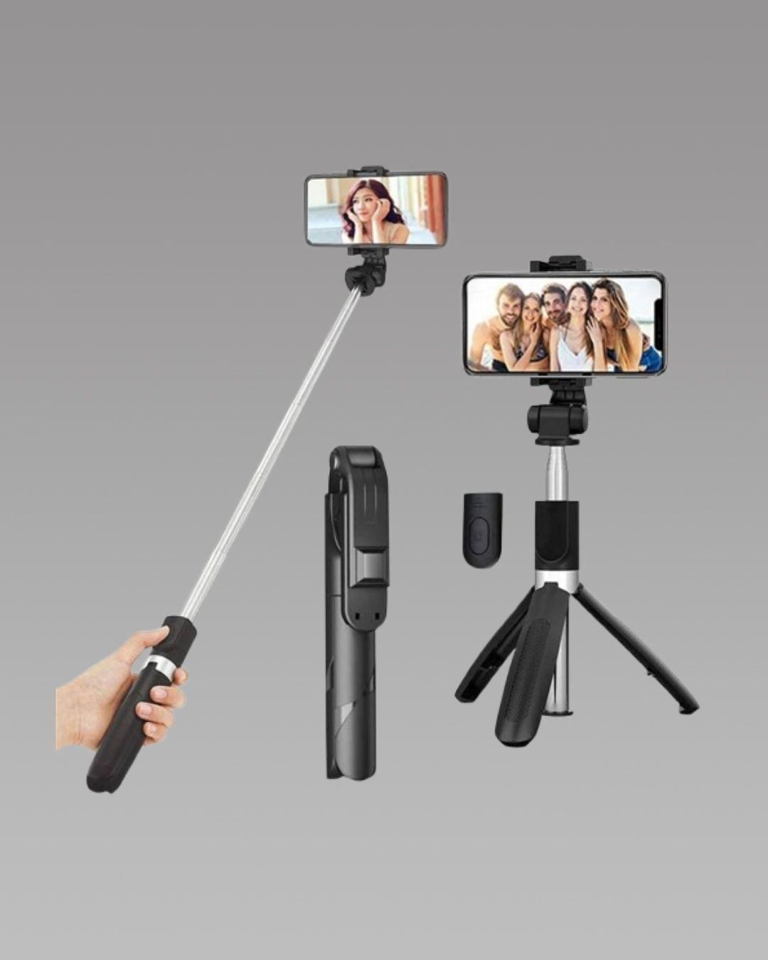 Extendable Flash 3-in-1 Selfie Stick Tripod with Bluetooth Remote