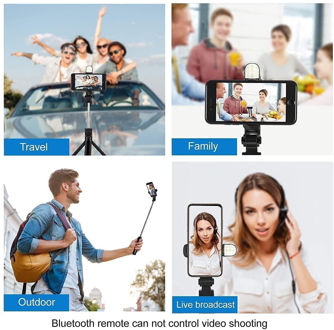 Extendable Flash 3-in-1 Selfie Stick Tripod with Bluetooth Remote