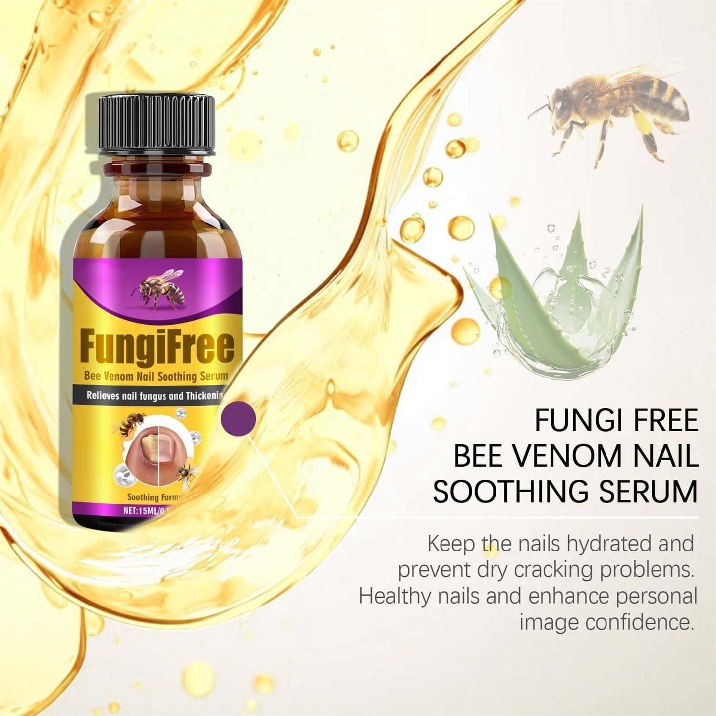 Fungi Free Bee Venom Nail Treatment Solution Serum (15ml) (Pack of 2)