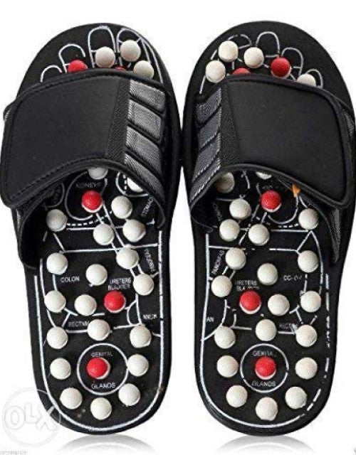 Accuppressure Accu Yoga Paduka Slippers for Both Men and Women in Free Size with Full Body Relaxaton Techno, Black