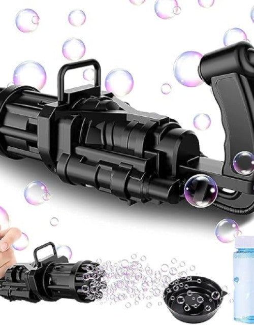 Electric Gatling Bubble Gun Machine Toy for Indoor & Outdoor with 8 Hole in Gun for Girls and Boys