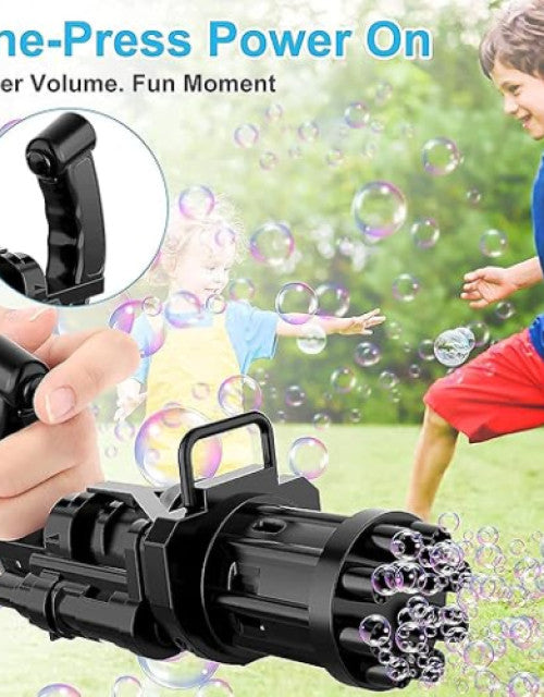 Electric Gatling Bubble Gun Machine Toy for Indoor & Outdoor with 8 Hole in Gun for Girls and Boys