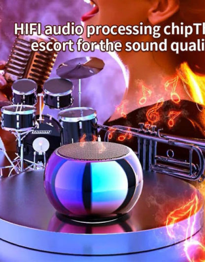 Mini Boost 4 Bluetooth Speaker 4D Mini Electroplating Round Steel Speaker - Multicolor - Pack of 1