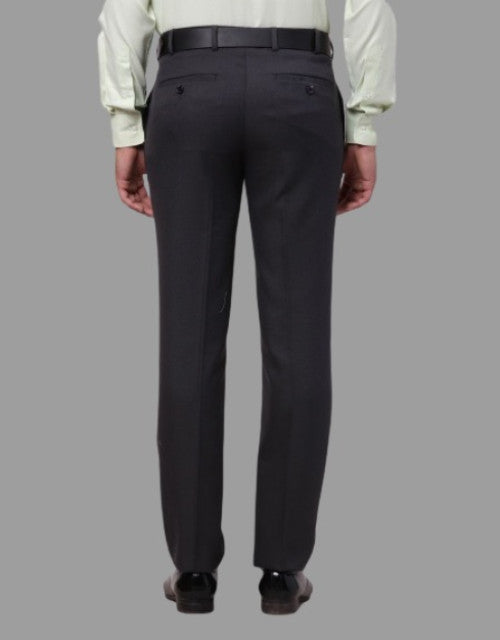 Dark Grey Solid Mid-Rise Stretchable Men's Formal Trousers (SIZE-30,32,34,36)