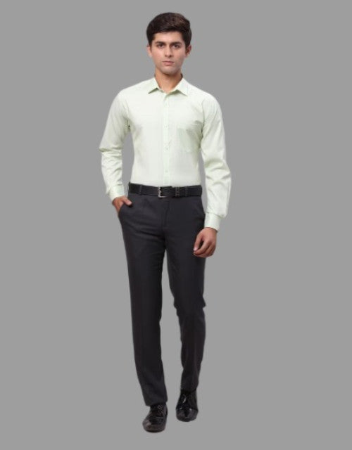 Dark Grey Solid Mid-Rise Stretchable Men's Formal Trousers (SIZE-30,32,34,36)