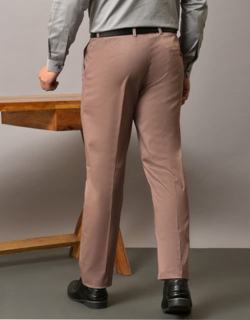 Light Purple Solid Mid-Rise Stretchable Men's Formal Trousers (SIZE- 30,32,34,36)