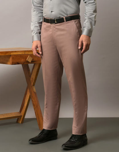 Light Purple Solid Mid-Rise Stretchable Men's Formal Trousers (SIZE- 30,32,34,36)