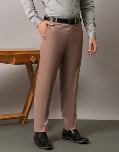 Light Purple Solid Mid-Rise Stretchable Men's Formal Trousers (SIZE- 30,32,34,36)