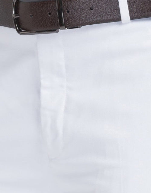 White Solid Mid-Rise Stretchable Men's Formal Trousers (SIZE- 30,32,34,36)